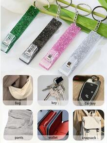 1pc Colorful Acrylic Credit Card Holder, Portable ATM Card Keychain Clip Suitable For Long Nails, Compact Design Can Easily Hold Keys, Cards Or Wallet, With Keyring Attached. Gifts For Mother, Father, Graduation, And Teacher - Multicolor - View 9