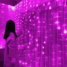 1pc LED Window Curtain Lights - USB Powered, 8 Lighting Modes - Ideal For Wedding, Party, Christmas And Halloween Decoration - USB Curtain Light String - View 19