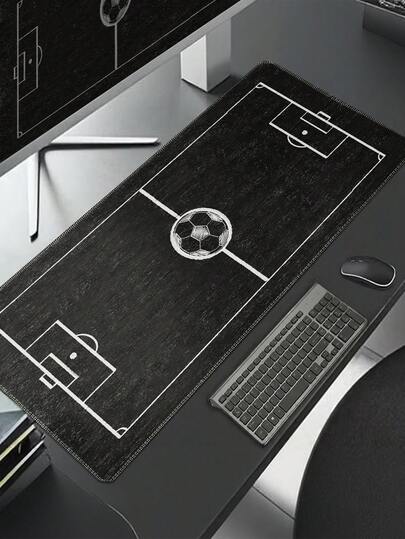 Large Mouse Pad, Printed Football Field Pattern-Durable Polyester Desktop Pad, Suitable For Gamers And Office Environment, With Non-Slip Surface And Rectangular Design, Very Suitable For Keyboard And Display Layout