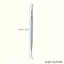 Dual Head Stainless Steel Nail Pen Cleaning Comb Eyebrow - 銀色 - 查看 3