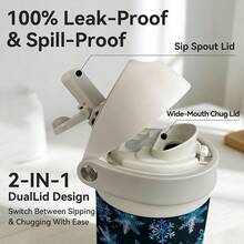 24 Oz Insulated Water Bottle Watercolor Blue Snowflake Seamless Pattern Wrapping Design Festive Winter Holiday Gift For Christmas And New Year Theme Celebration Party Supplies Decor Elegant Frozen Ice Crystals Style - 24oz - View 6