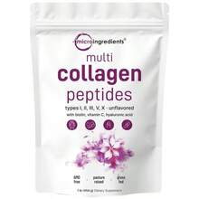 Multi Collagen Peptides Powder - Hydrolyzed Protein Peptides (Type I,II,III,V,X) With Hyaluronic Acid, Biotin & Vitamin C Unflavored - One - View 1