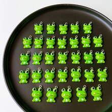 1/10 piezas Colgante de rana verde de dibujos animados, accesorio de artesanía en forma de animal de resina para hacer joyas, decoración de mochilas, manualidades y artes - Colgante de rana - Ver 2
