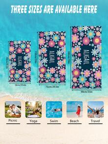 Personalized Children's Beach Towel, Perfect Summer Birthday Gift, Suitable For Various Summer Occasions. Customizable Beach Towel And Accessories, Applicable For Beach, Swimming Pool, Travel, Camping, Yoga And Other Scenarios. - Multicolor - View 3