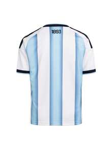 Commemorative Jersey For The 2026 World Cup Featuring Argentina As Champions, Designed With Blue And White Gradient Stripes, Along With A Football Shirt Showcasing The Golden Medal From The 2022 World Cup And A Badge Representing The Three-Star Team - 藍色 - 查看 2