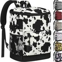 Mochila enfriadora de 33 latas con aislamiento a prueba de fugas suave para hombres y mujeres mochila para el pecho de hielo camping senderismo picnic viajes lonchera - Huella de vaca - Ver 7