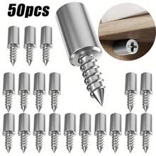 Self-Tapping Screw Shelf Pin Combination Kit, 50pcs Metal Shelf Pins, Suitable For Wooden Cabinets, Bookshelves, Storage Racks, Wardrobes And Partition Fixtures, Home Decor Hardware - Screw - View 2