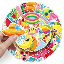 50张夏季贴纸，包括西瓜贴纸、冰淇淋贴纸、可爱卡通贴纸，防水乙烯基材质，适用于水瓶、笔记本电脑、手机、滑板、自行车、行李箱、吉他、剪贴簿、文具等，趣味贴纸，也可用于Kindle等。 - A - 查看 2