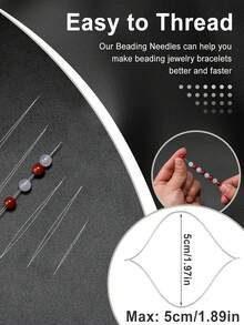 6-Piece Beading Needle Set, 6 Types Of Large Eyeball Needles, Foldable Handmade Jewelry Making Beading Needles (With Storage Tube) - Multicolor - View 7