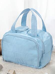 Nueva bolsa de maquillaje de viaje vertical, diseño de gran capacidad y de múltiples capas con asa, organizador portátil de artículos de tocador para mujeres - multicolor - Ver 9