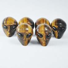 Tượng đầu người ngoài hành tinh chạm khắc từ đá mắt hổ tự nhiên, đồ thủ công mỹ nghệ bằng ngọc bích. - Mắt hổ tự nhiên Alien - Xem 3