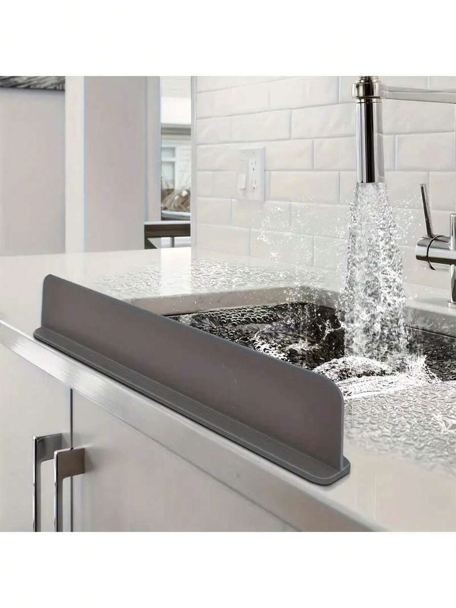 Household Countertop Splash Baffle, Easy To Clean; Sink Splash Baffle-Soft, Easy To Install And Clean, Classic Design To Prevent Water Splash, Protect Clothes And Other Items From Water Damage During Washing; Suitable For Kitchen And Bathroom Sinks, Splash The Baffle Protects The Countertop. Smooth Surface Covering, Easy To Clean Material.
