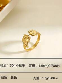 1枚极简设计不锈钢鱼形戒指，可调节钛钢戒圈，女士款，适合日常佩戴和正式场合。 - 金-魚 - 查看 2