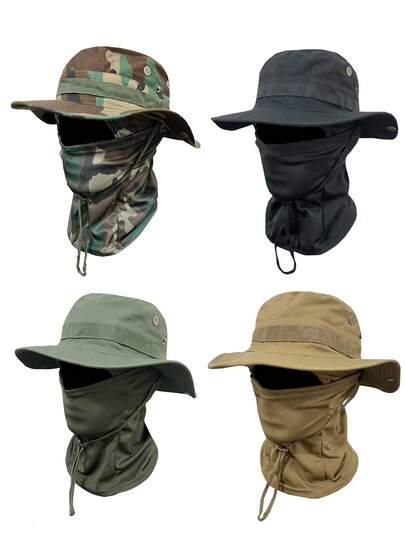 1pc Kids & Youth Outdoor Sports Summer Camouflage Bucket Hat With Drawstring, Windproof Bucket Hat