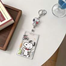 1个花生漫画卡通伸缩式证件卡套，可爱学生公交/地铁卡套，圣诞礼物，款式随机 - 彩色 - 查看 5