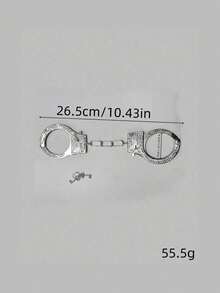 1pc Metal Handcuff With Plastic Handle, Diameter Less Than 5cm (Note: The Rhinestone Handcuffs Are Handmade With Glue, So There May Be Some Excess Glue On The Surface) Halloween - Multicolor - View 3