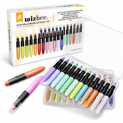 WIZBEE 24Colors Twist Crayons, Washable Crayons With Storage Case, Ultra-Silky And Easy To Hold Art Supplies,Ideal Christmas Gift