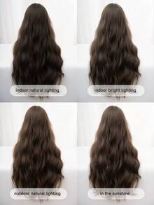 这款30英寸长的合成假发，拥有自然波浪卷发造型，呈现迷人的黑棕色。假发带有刘海设计，采用耐热纤维制成，经久耐用。这款假发非常适合日常佩戴，外观自然逼真，宛如真发。 - 黑棕色 - 查看 9