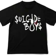 Suicide Boys Drip Logo Crewneck T-Shirts Casual Wear Y2k Short Sleeve - 黑色 - 查看 1