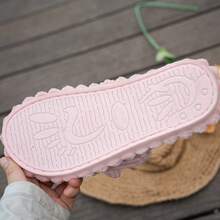 Women's Slip-On Slippers, Solid Pink Fairy Fabric Applique, Fashionable Casual, Open Toe, Spring 2026 New Arrival - Pink - View 11