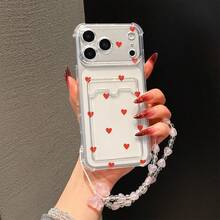1 Set Mermaid Heart Phone Lanyard + Heart Pattern TPU Card Holder Transparent Phone Case, Suitable As Birthday Or Christmas Gift For Girlfriend, Daughter, Couples, Teens - Clear - View 5
