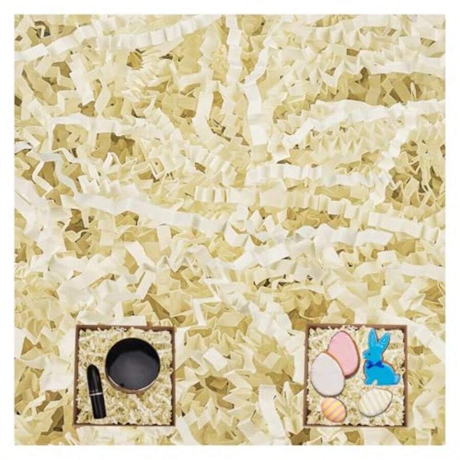 450g Crinkle Paper Filler Papel Rallado Para Cestas De Regalo Papel Rallado Para Cumpleaños Bodas Cajas Bolsas Relleno de Cestas Aniversarios Envoltura de Regalos blanco lechoso - blanco lechoso - Ver 1