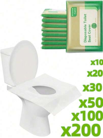 10-200 piezas/Paquete Cubiertas desechables para asiento de inodoro, Alfombrilla de baño desechable impermeable para viajes, camping, hotel, Accesorios de alfombrilla de inodoro desechable impermeable - Almohadilla protectora - Portátil, Adecuado para baños públicos, viajes y vacaciones, Decoración de otoño