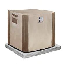 HAMLER Cubiertas de aire acondicionado para unidades exteriores cuadrado exterior para hasta 36 x 36 x 39 pulgadas impermeable a prueba de polvo y resistente al viento cubiertas de CA centrales duraderas - Marrón Beige - Ver 8
