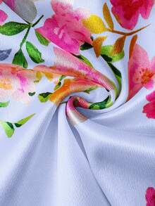 女款日常優雅長袖花卉印花長洋裝，寬鬆A字版型腳踝長裙，柔軟透氣面料，優雅休閒穿搭，春夏款 - 淡紫色 - 查看 11