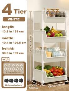Storage Rolling Cart With Wheels, Storage Cart, Utility Rolling Cart With Lockable Wheels, Multifunction Kitchen Storage Organizer, Bathroom Organizers And Storage, Dorm Essentials, 4/5 Tier Multi-Functional Storage Trolley For Office, Living Room, Kitchen, Movable Storage Organizer With Wheels, White Rolling Storage Cart Plastic Utility Cart, Organization And Storage Valentines Gift - 米色 - 查看 8