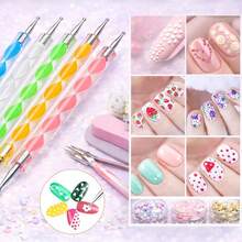 Juego de herramientas para arte de uñas, 15 piezas de pinceles para arte de uñas, 5 bolígrafos de punteado de doble extremo, paleta de mezcla, soporte para pinceles de uñas, 10 soportes y cinta para uñas postizas, adecuado para técnicos de uñas y principiantes - Rosa - Ver 4