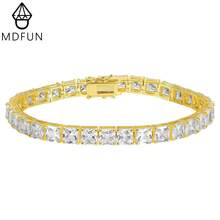 MDFUN 18K Gold Plated 5mm Princess Cut & Round Tennis Bracelet For Men Hip Hop Jewelry - square - View 1