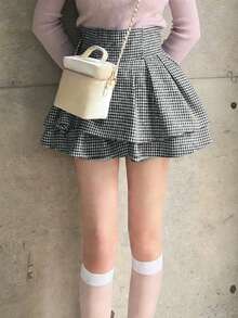 2025 New Fashion Design Plaid Mini Skirt For Women Spring - Black and White - View 4