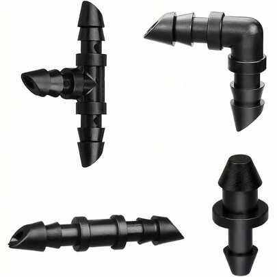110pcs Irrigation Accessories Kit, Fit For 1/4" Tubing, Includes 50 Connectors, 30 Tees, 20 Elbows, 10 End Plugs - Barbed Fittings For Drip Or Sprinkler Systems