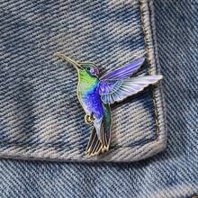 1 chiếc ghim cài áo hình chim ruồi xanh bằng men | Ghim cài cổ áo thời trang, kiểu dáng thường ngày, chất liệu hợp kim kẽm và silicon. - Nhiều màu - Xem 11
