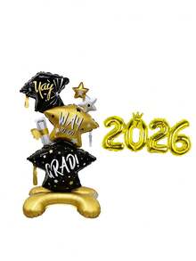 2 piezas Gorro de graduación gigante inflable, adecuado para decoración de fiesta de graduación, globos de papel de aluminio para celebración de graduación universitaria - multicolor - Ver 7