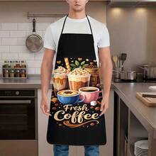 1pc New Coffee Themed Apron, Featuring Latte Art Cup, Iced Coffee, Mocha Pot, Coffee Grinder, Coffee Beans, Sugar Cubes And Leaf Elements, Suitable For Home Kitchen And Cafe Use - A - View 8