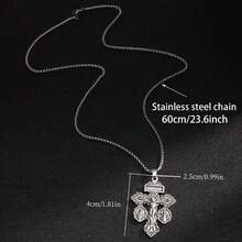 3pcs Cross Pendant Necklace, Suitable For Men And Women Daily Wear - Zinc Alloy - Antique Silver - View 6