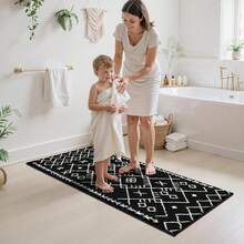 Pauwer Bathroom Rugs Sets 5 Piece With Lid Cover Bathroom Shower Rugs With U-Shaped Contour Toilet Mat Absorbent Microfiber Plush Bath Mats Non Slip Bath Rugs 4 Piece Machine Washable Bathroom Floor Mats - 黑色圖案 - 查看 5