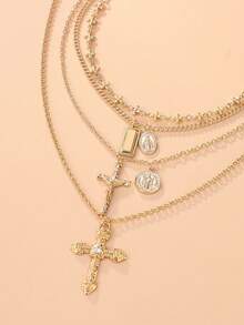 Bộ 4 chiếc vòng cổ tua rua hình đồng xu phong cách Bohemian cổ điển, vòng cổ dài kiểu dáng nghỉ dưỡng, quà tặng trang sức độc đáo phù hợp cho các bữa tiệc, họp mặt và đeo hàng ngày. - Vàng - Xem 2