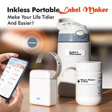 ORICO Label Maker, Mini Thermal Label Printer, Portable Printer, Photo Printer, Portable Thermal Printer, Multi-Functional Mini Portable Printer, Comes With 8 Rolls Of 14*30 Color Labels And 1 Roll Of White Labels, Multiple Templates, Fonts, Icons, Can Customize Name Labels, Suitable For Home, School - L12+9 Rolls Of Mixed Color Paper - View 4
