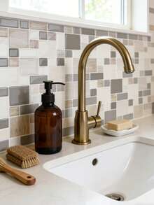 WoStick 10 Inch X 10 Inch Waterproof Textured Vinyl DIY Wallpaper, Self-Adhesive Square Tile Stickers, Suitable For Home Decor - Marble Cube Sugar - View 11