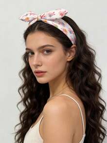 1pc Cute Bow Headband, Women's Holiday Party Bunny Ear Headband - Multicolor - View 1