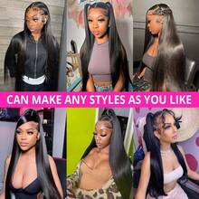 Uveous Put On And Go 13x4 HD Straight Frontal Wigs 200% Density Transparent Lace Front Wigs Human Hair Pre Plucked With Baby Hair Soft 10A Wigs For Women 22 Inch - Natural Black - 查看 5