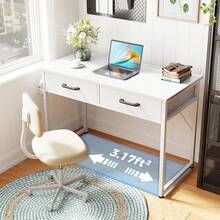 40 Inch Small Office Computer Desk With 2 Drawers & Headphone Hook - Compact Writing Desk For Home Office, Study Or Work, Modern Space-Saving Design For Small Spaces, White - A - View 2