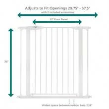 MYPET North States Tall Happy Tails Walk Thru Pet Gate: puerta extra alta de 36 pulgadas y extra ancha de 22 pulgadas con función de sujeción. Montaje a presión. Se adapta a 29.7 a 37.5 pulgadas de ancho 36 pulgadas de alto blanco - Blanco - Ver 4