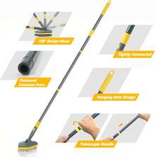 142CM Extendable Long Handle Shower Scrubber 3 In 1 Interchangeable Brush For Bathroom Bathtub Floor Wall Cleaning - 1 - View 4