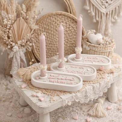 1pc DIY Oval Candle Holder Epoxy Resin Mold, Oval Candle Base Silicone Mold, Suitable For Handmade DIY, Home Decor, Suitable For Making Mother's Day Gifts, Birthday Gifts, Home Decor, Resin And Polymer Clay Crafts, Also Suitable For Weddings, Parties, Holidays And Daily Decoration