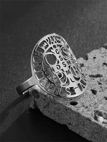 1件装流行不锈钢天主教圣本笃十字架圆盘可调节戒指时尚幸运护身符珠宝礼品 - 時尚 - 查看 3