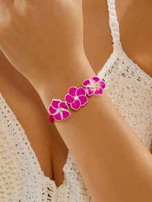 1pc Bohemian Style Colorful Polymer Clay Flower Bracelet, Cute Floral Jewelry Accessory, Suitable For Men And Women, Holiday Party, Daily Wear, Birthday Gift, Friends And Couples, Exquisite Holiday Gift, Jewelry Gift - Multicolor - View 10